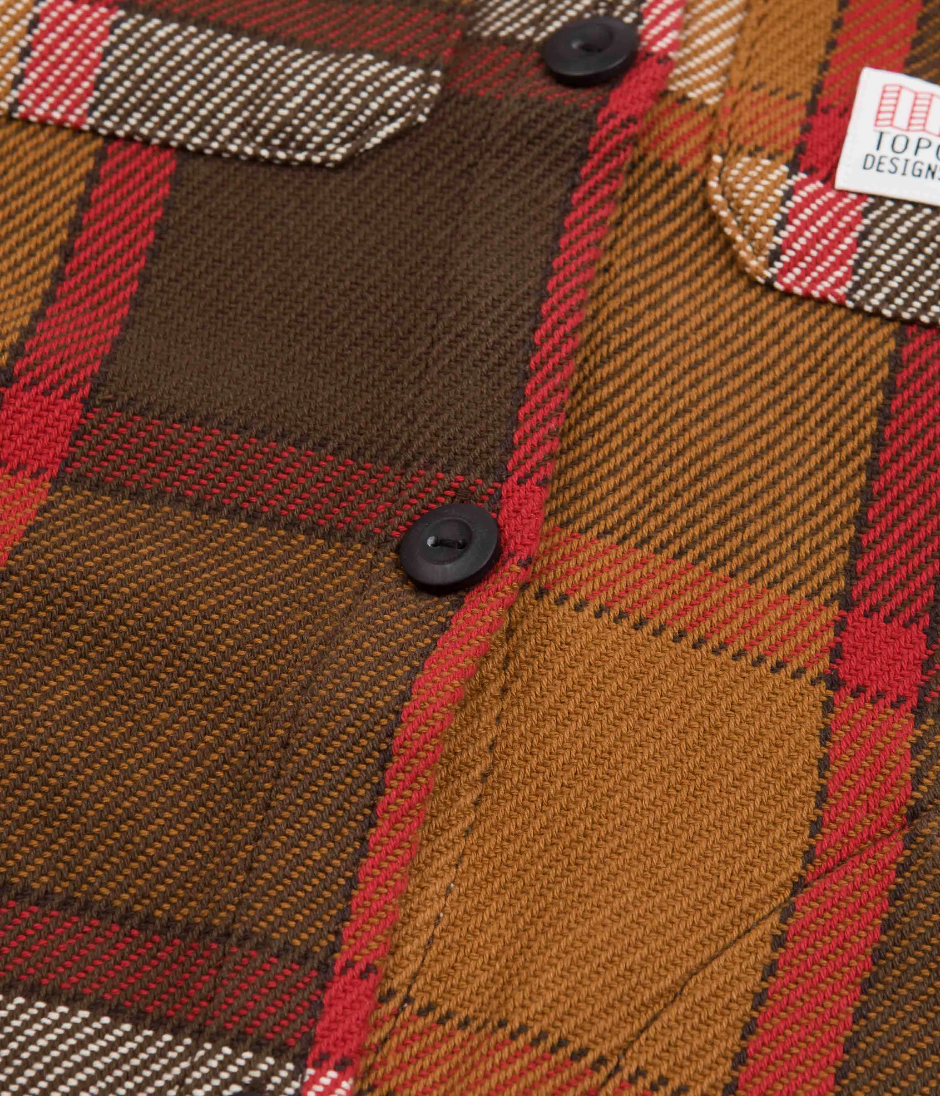 Convertible Collar Style Ability Topo Designs Womens Mountain Shirt Jacket - Brown / Natural Plaid