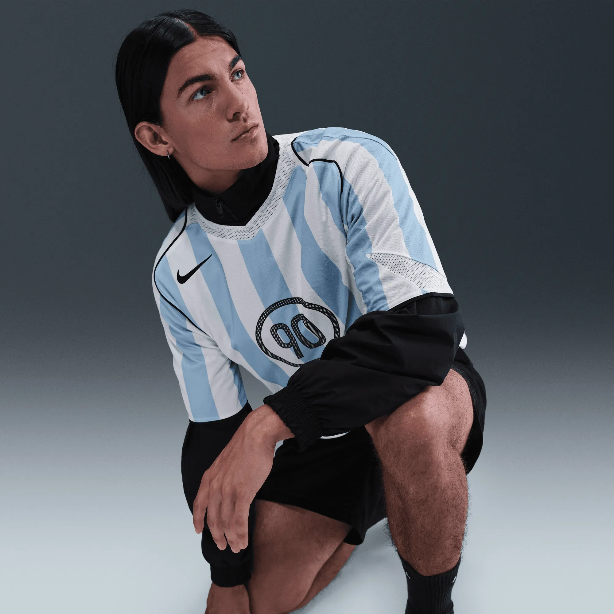 TOTAL 90 DRI-FIT SOCCER JERSEY - PSYCHIC BLUE / WHITE Soft Flow