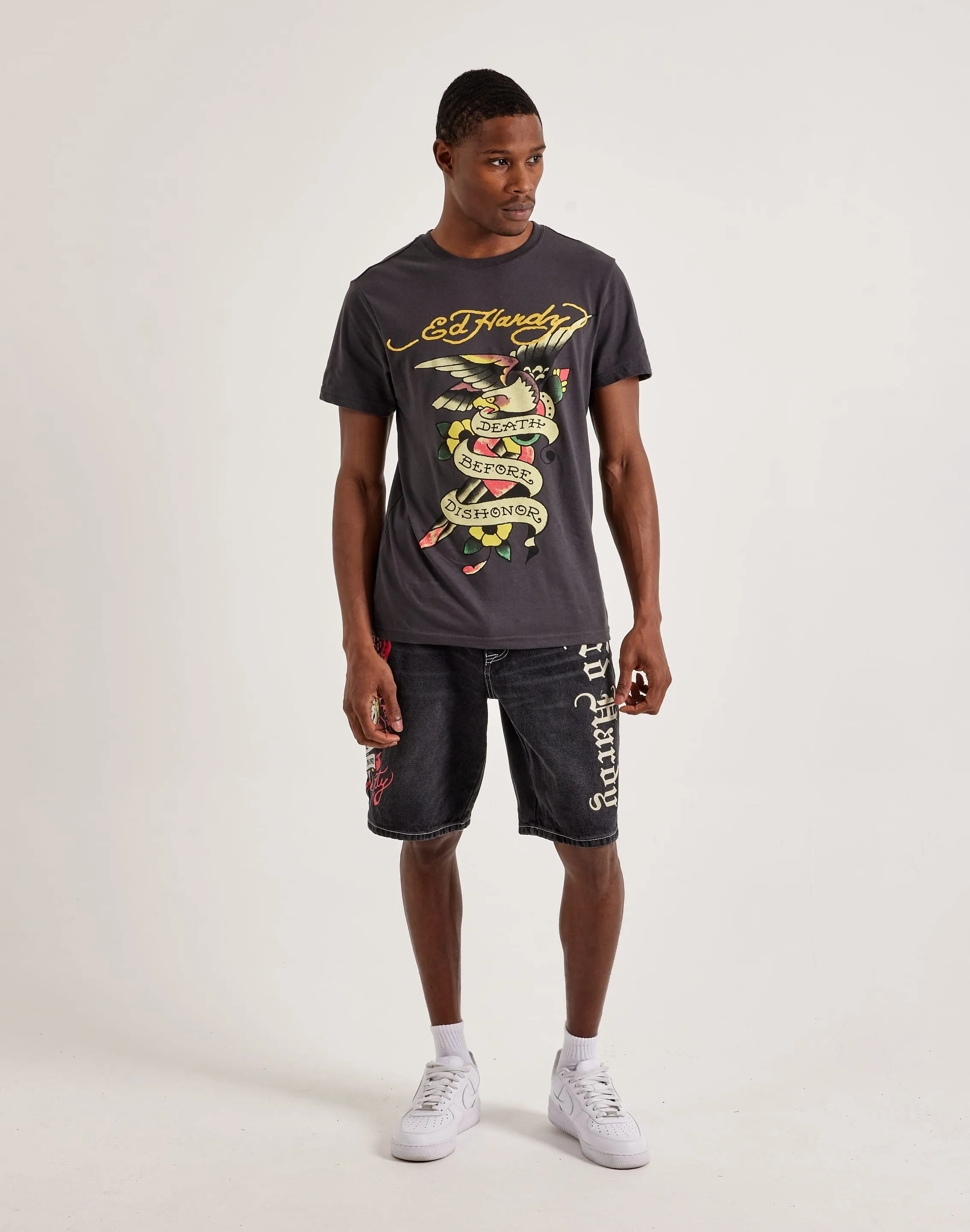 Gloss Fit Ed Hardy Live Fast Denim Shorts