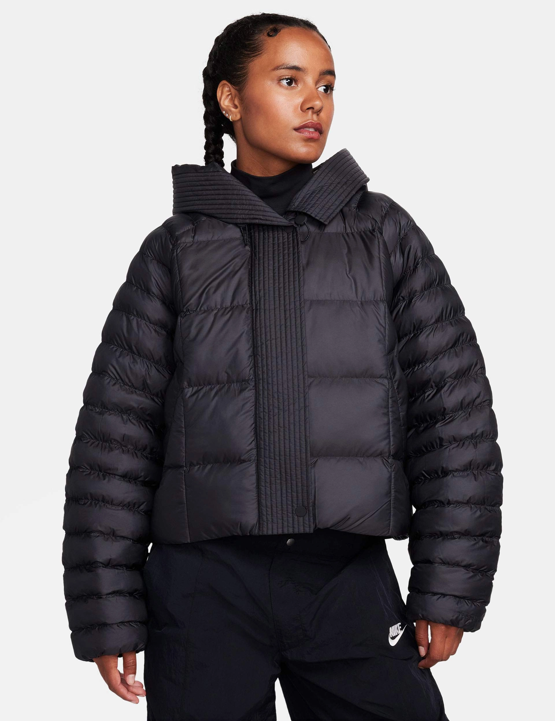 Sportswear Swoosh Puffer Oversized Hooded Jacket - Black/White Eco Friendly Textile