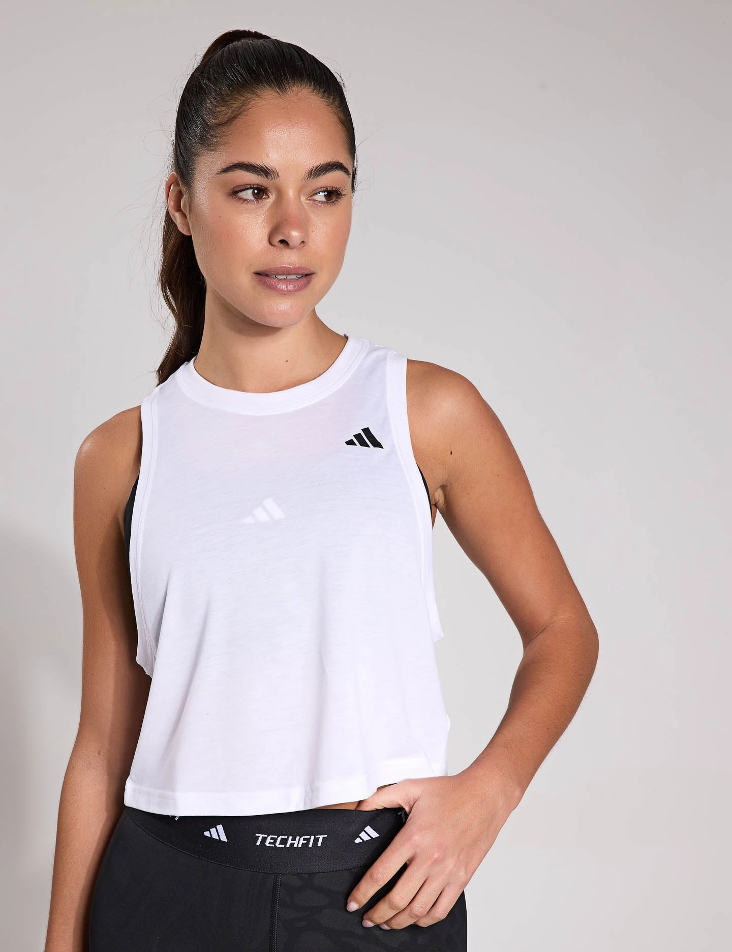 Train Essentials Boxy Workout Tank Top - White Move Freely high altitude use