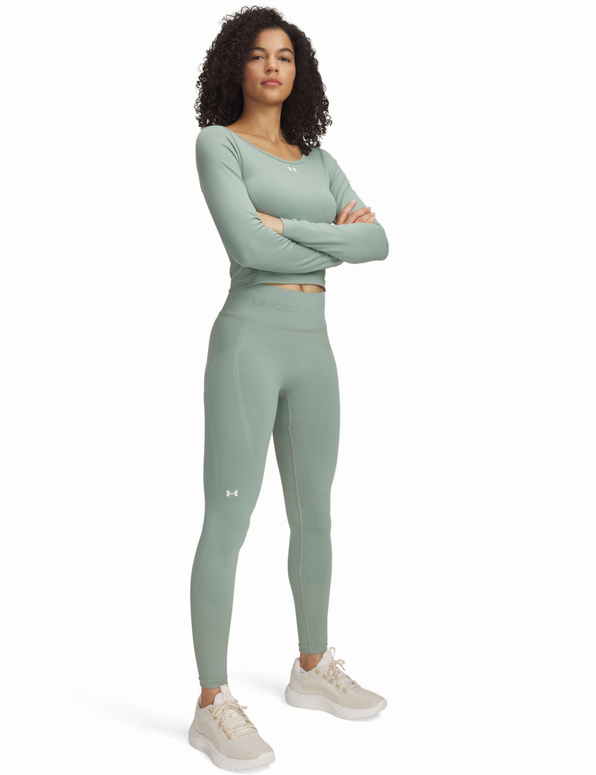 Train Seamless Leggings - Silica Green/White Soft Layers Dance Practice Loose Fit