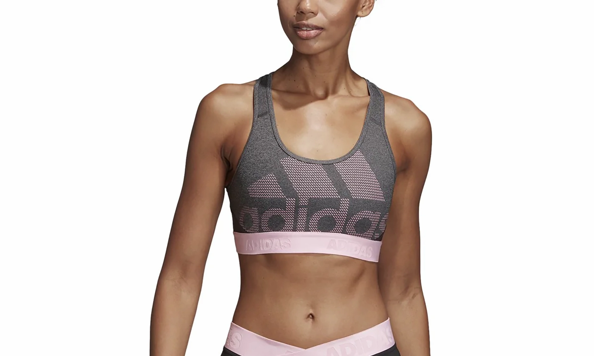 Training Don't Rest Alphaskin "Bra Dark Grey Heather / Black" Model Glow AntiStaticMaterial