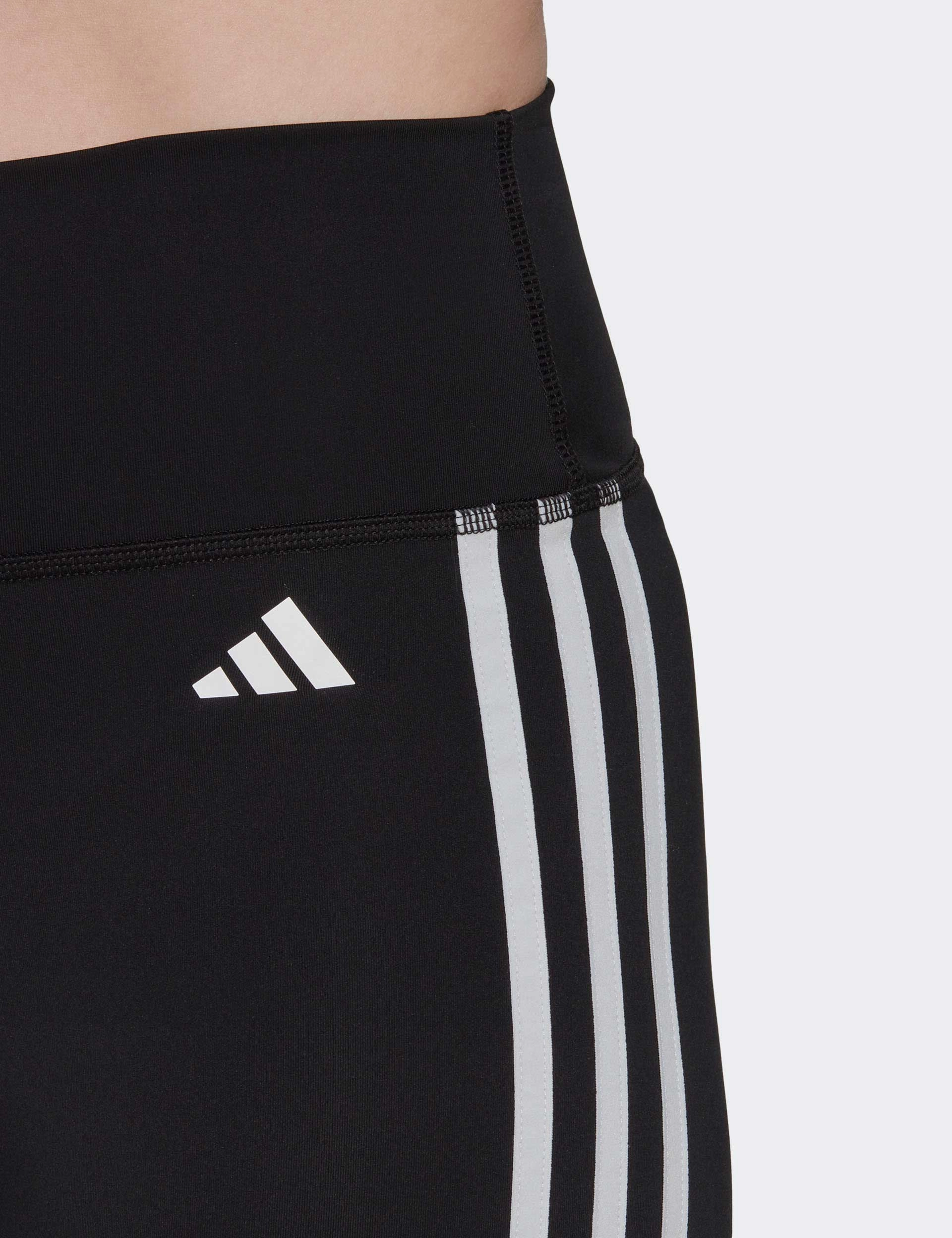 Training Essentials 3-Stripes High Waisted Short Leggings - Black Non Restrictive Cut Reflective details