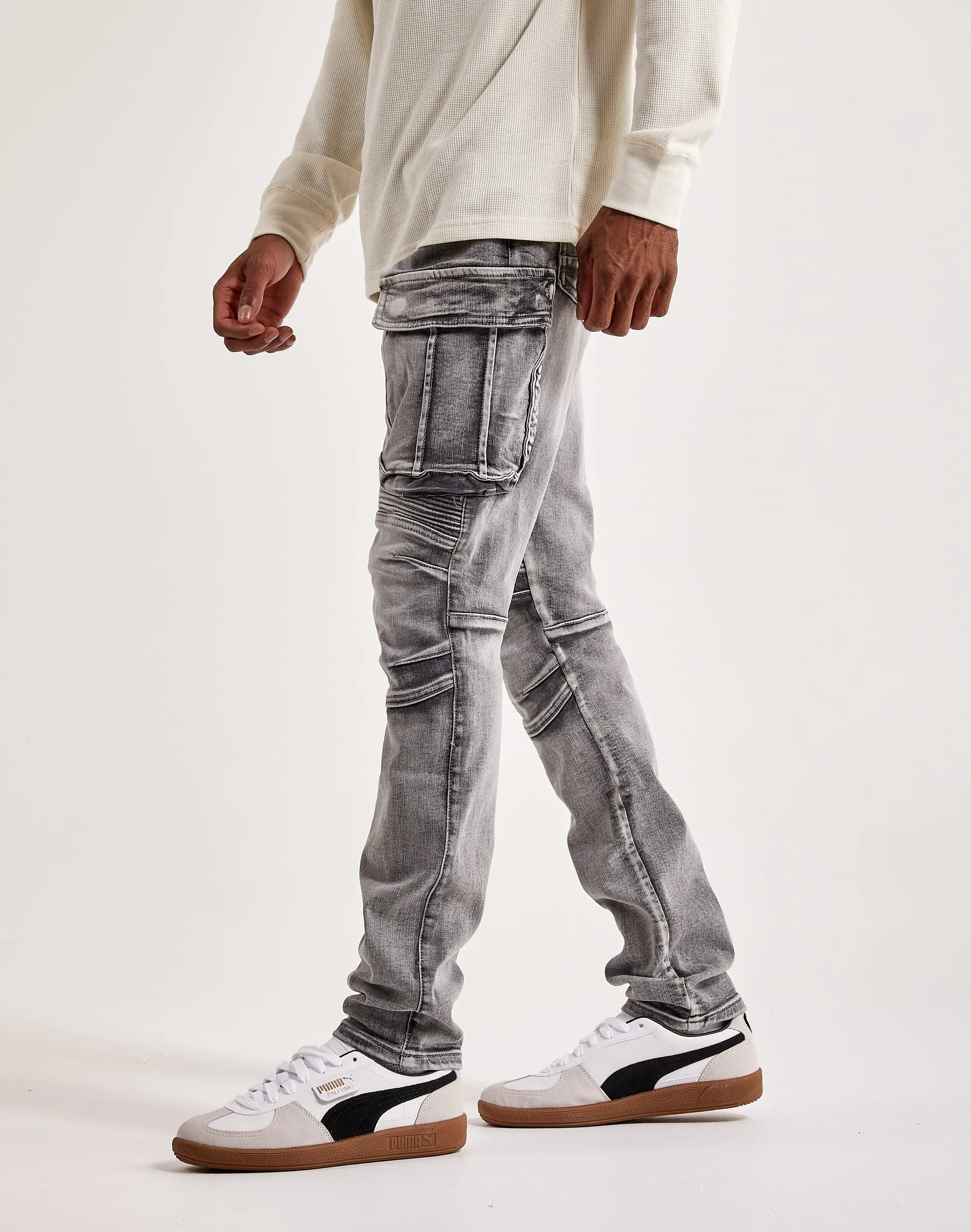 Lightweight Layering Smoke Rise Denim Moto Cargo Pants