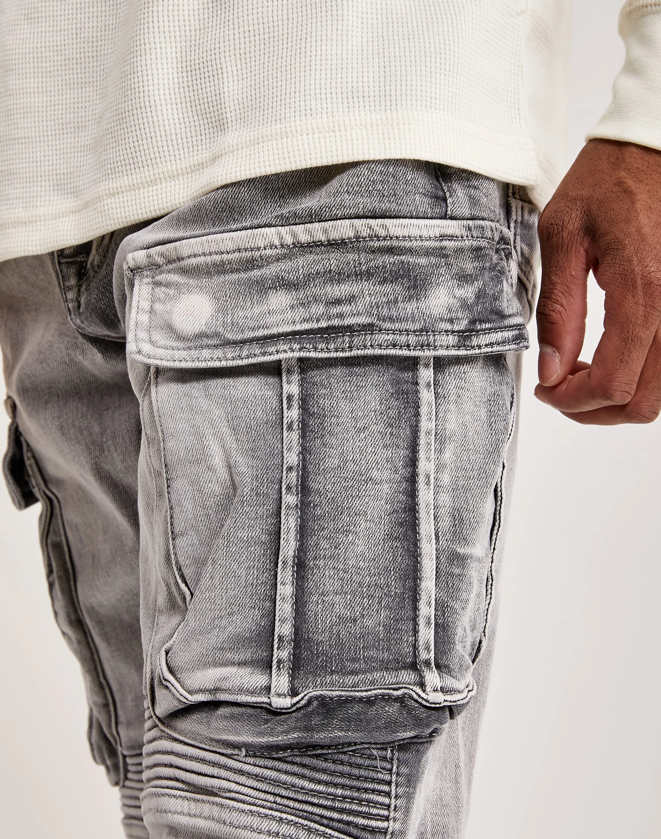Smoke Rise Denim Moto Cargo Pants Glow Core