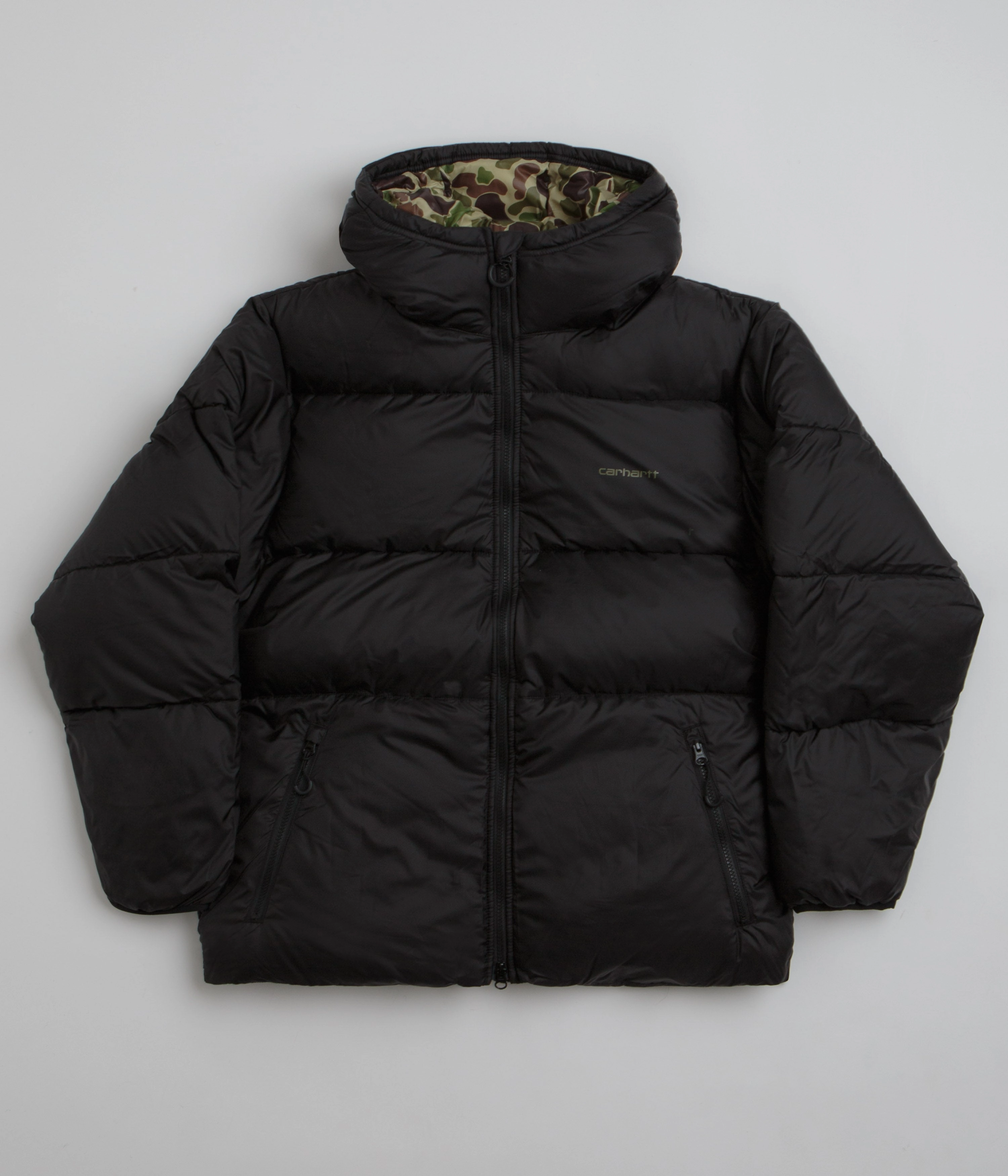 Warm Shield Adjustable Hood Carhartt Toronto Jacket - Black / Camo Duck / Green