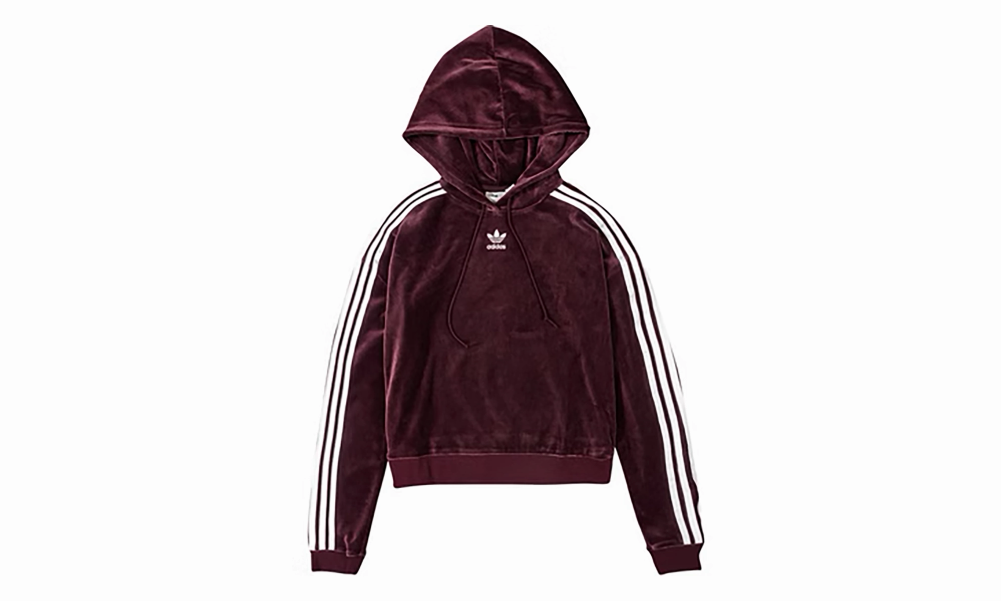 Trefoil Cropped Pullover Hoodie "Maroon / White"
