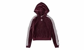 Trefoil Cropped Pullover Hoodie "Maroon / White"
