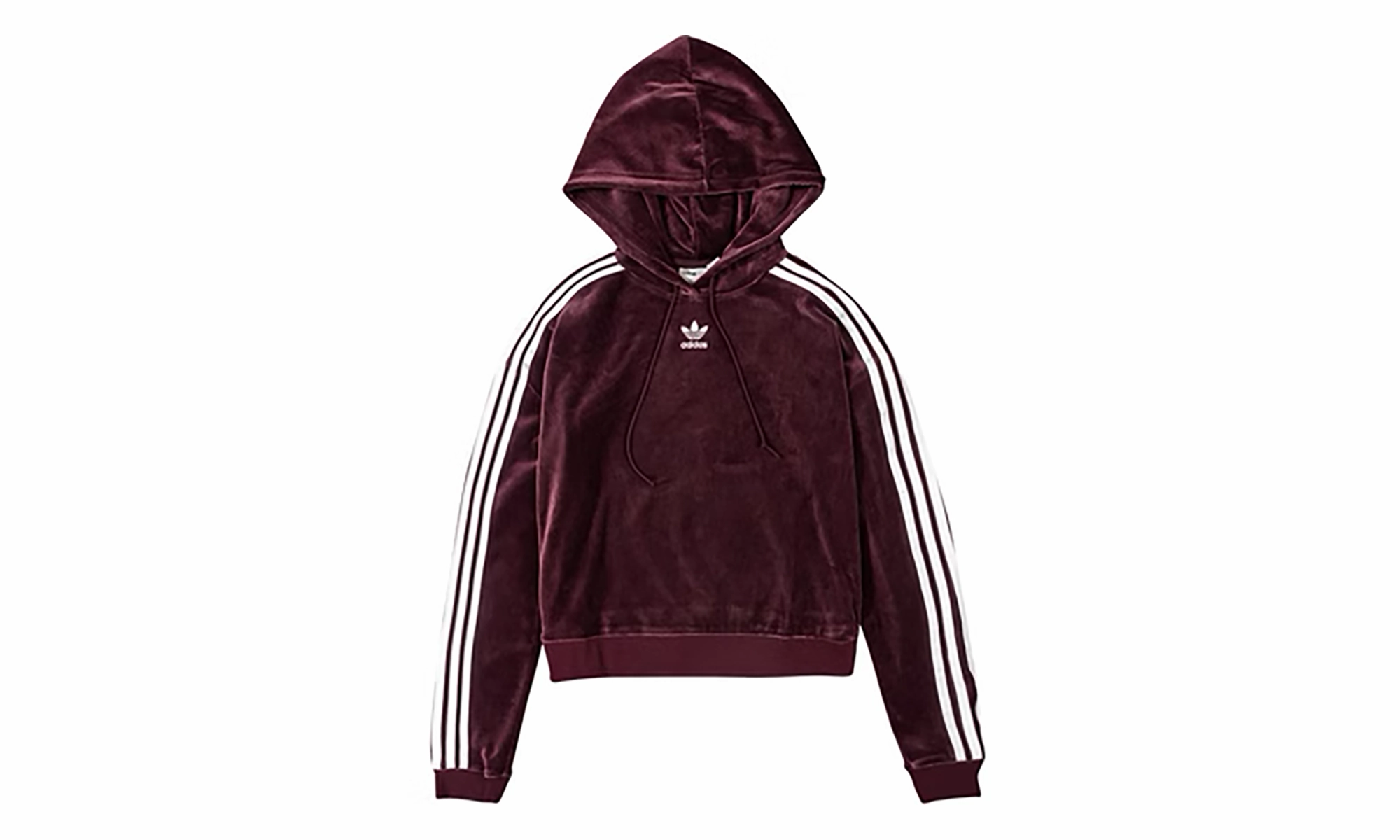Trefoil Cropped Pullover Hoodie "Maroon / White"