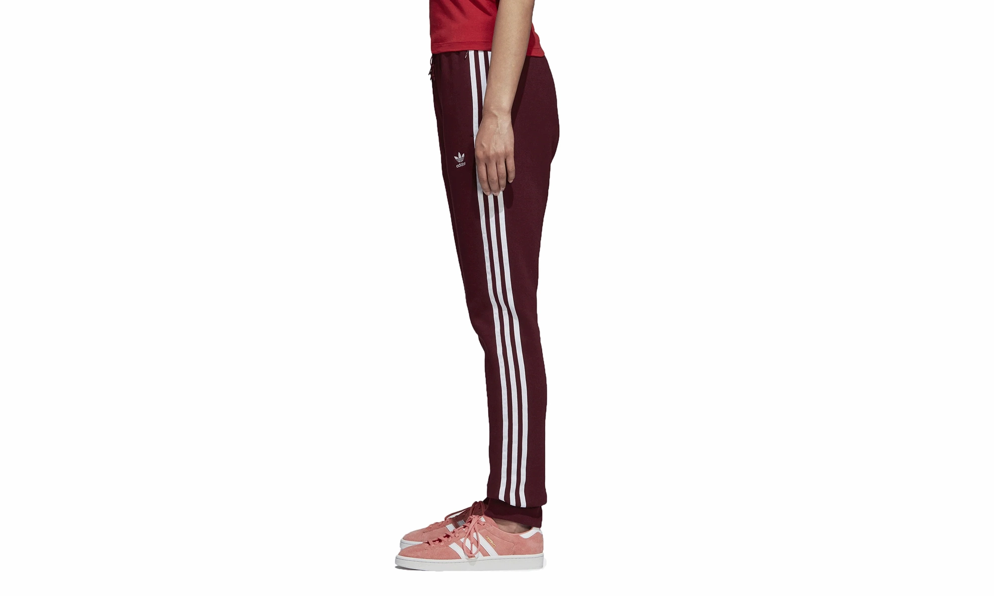 Trefoil Cuffed Track Pants "Maroon / White" Breathable Material