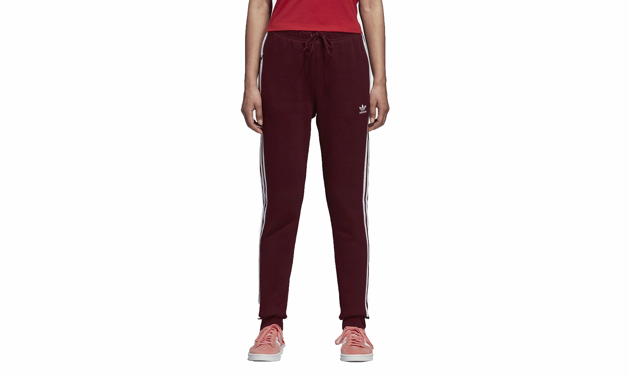 Trefoil Cuffed Track Pants "Maroon / White" Reinforced Hem