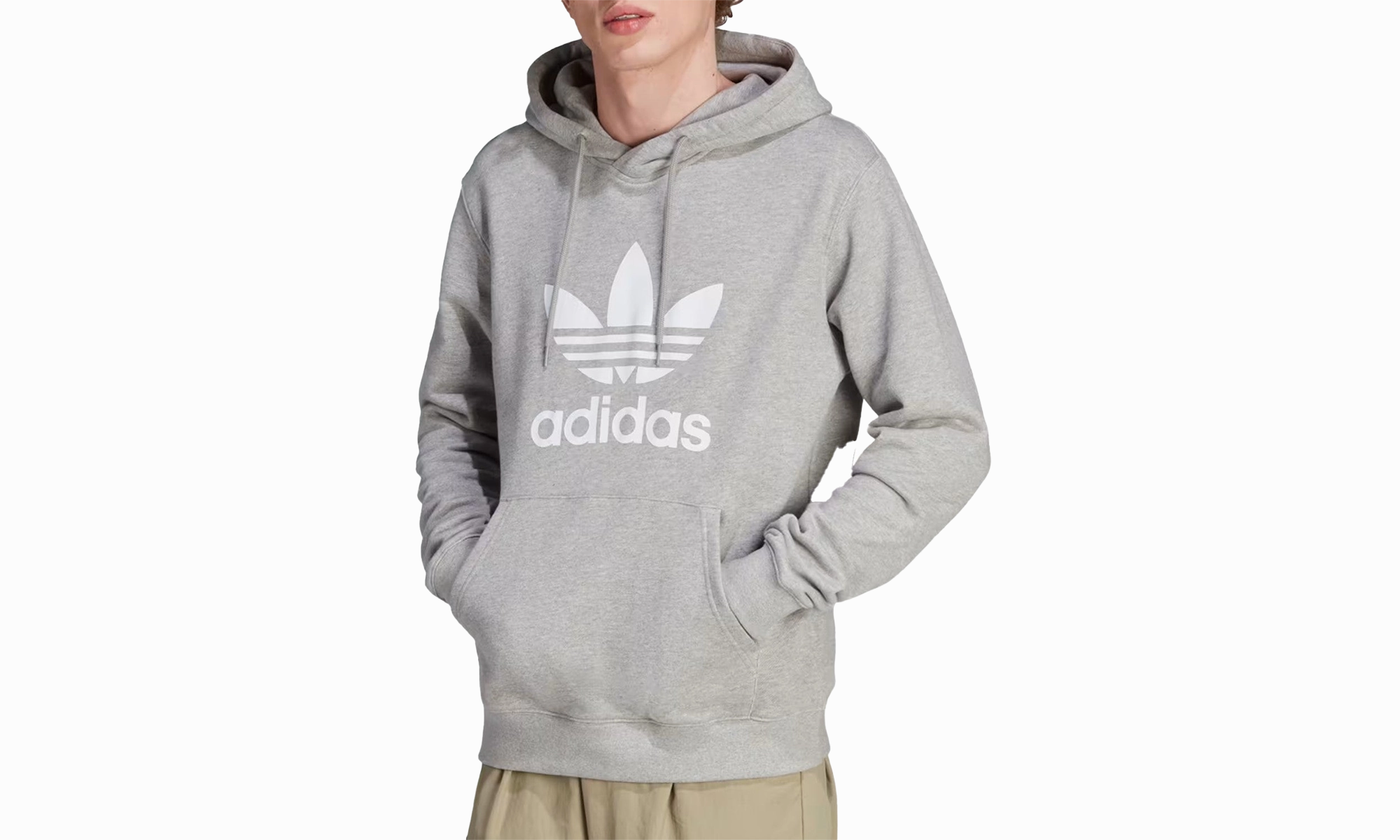 Trefoil Hoodie "MEDIUM GREY HEATHER"