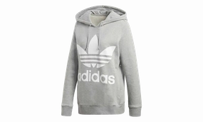 Trefoil Pull Over Hoodie "Grey Heather / White"