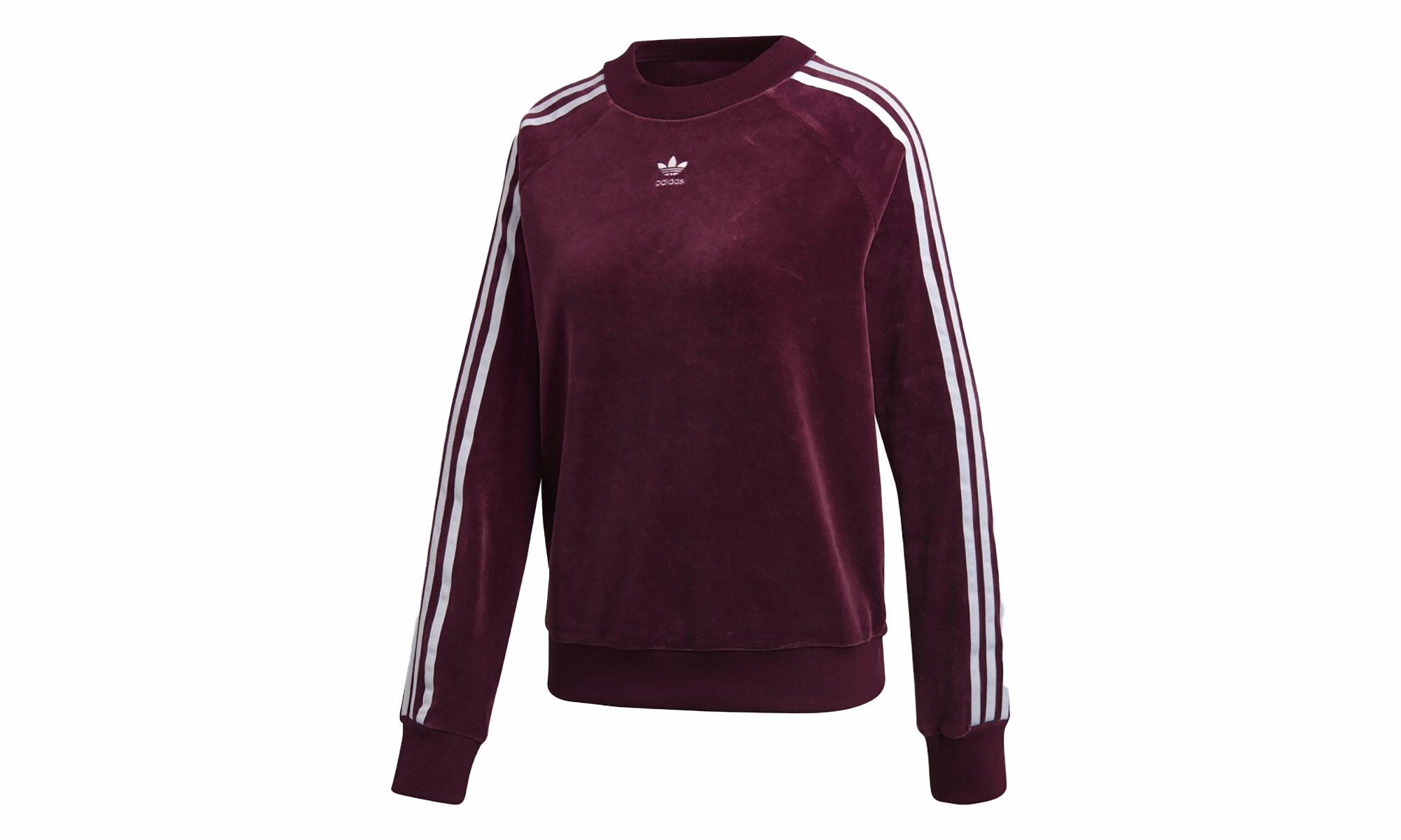 AntiStatic Lining Trefoil Velour Sweat Shirt "Maroon / White"