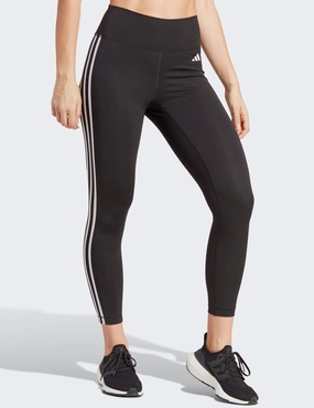 Studio Style Train Essentials 3-Stripes High Waisted 7/8 Leggings - Black