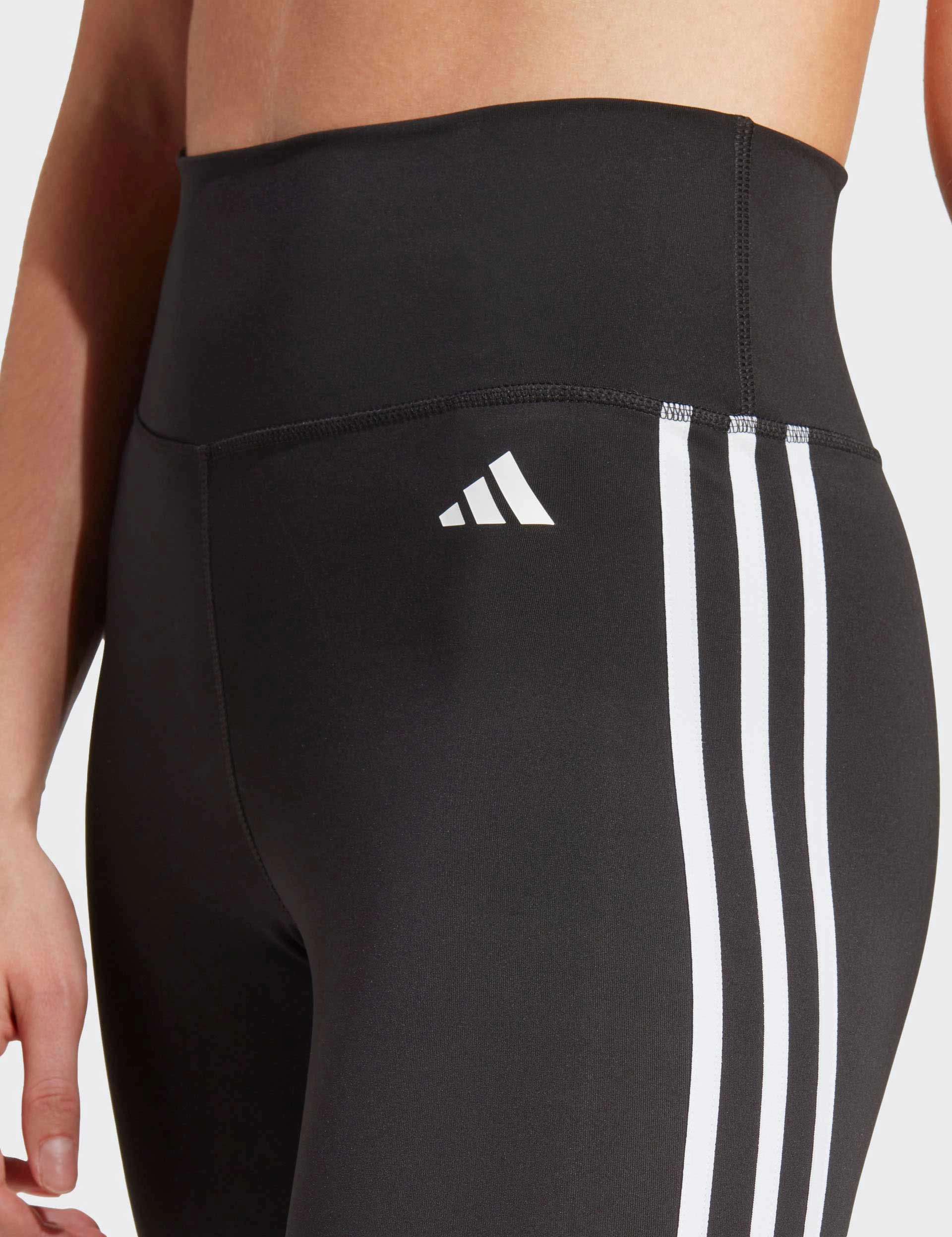 Train Essentials 3-Stripes High Waisted 7/8 Leggings - Black Postpartum Fit Slim Fit Cycling Trip Durable Stitch