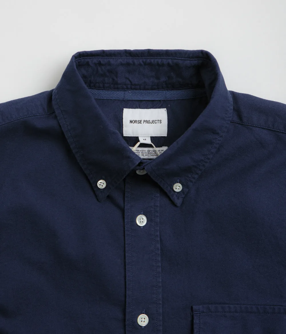 Norse Projects Algot Relaxed Overdyed Oxford Shirt - Workwear Blue All-Ages Fit Vintage Style