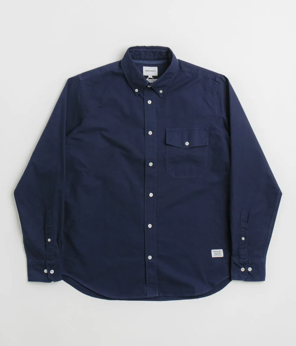 Holiday Gift Versatile Piece Norse Projects Algot Relaxed Overdyed Oxford Shirt - Workwear Blue