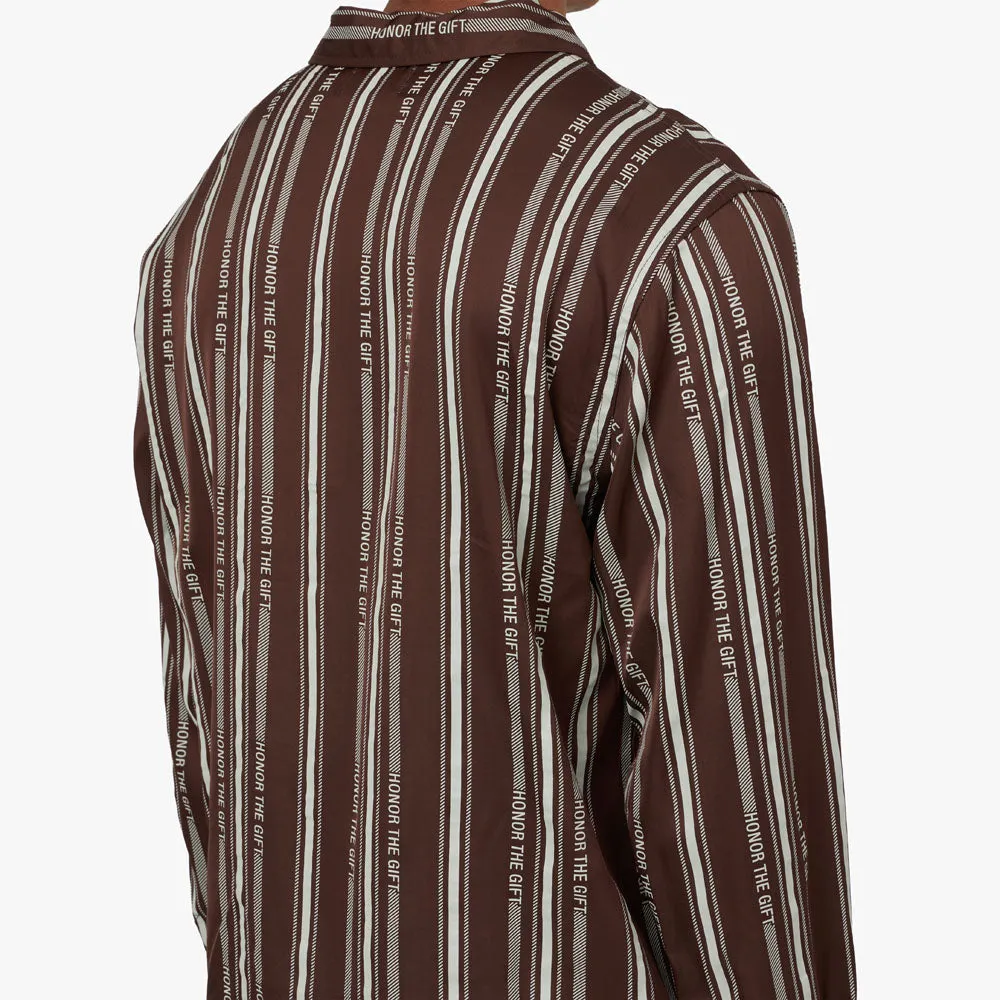 rooftop event hypoallergenic Honor The Gift Honor Stripe Long Sleeve Henley / Brown