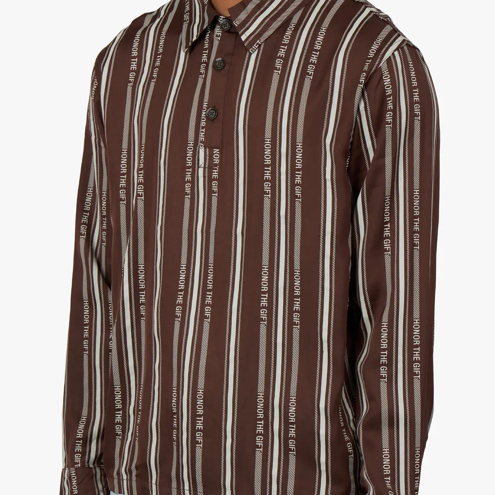 Honor The Gift Honor Stripe Long Sleeve Henley / Brown hypoallergenic Ombre