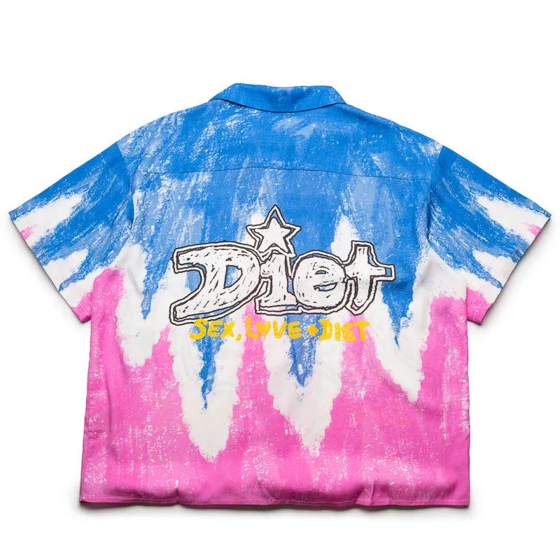 Professional Look Diet Starts Monday Knievel Button Up Shirt - Blue/Pink