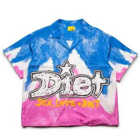 Sleek Silhouette Diet Starts Monday Knievel Button Up Shirt - Blue/Pink