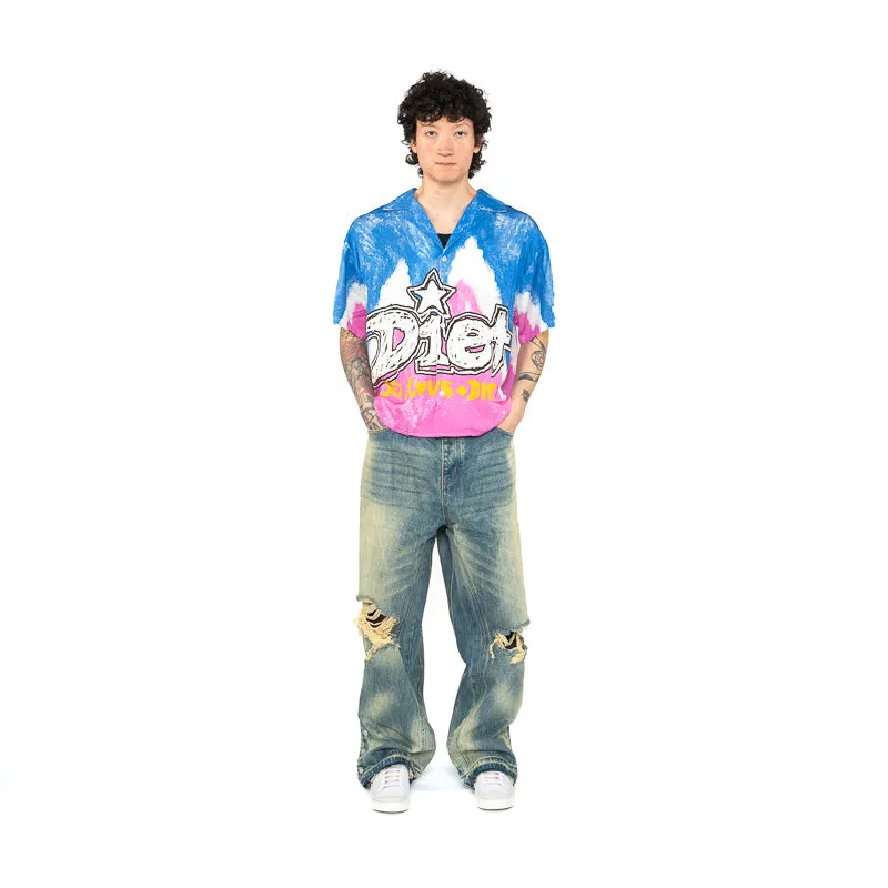 ethical fashion Diet Starts Monday Knievel Button Up Shirt - Blue/Pink