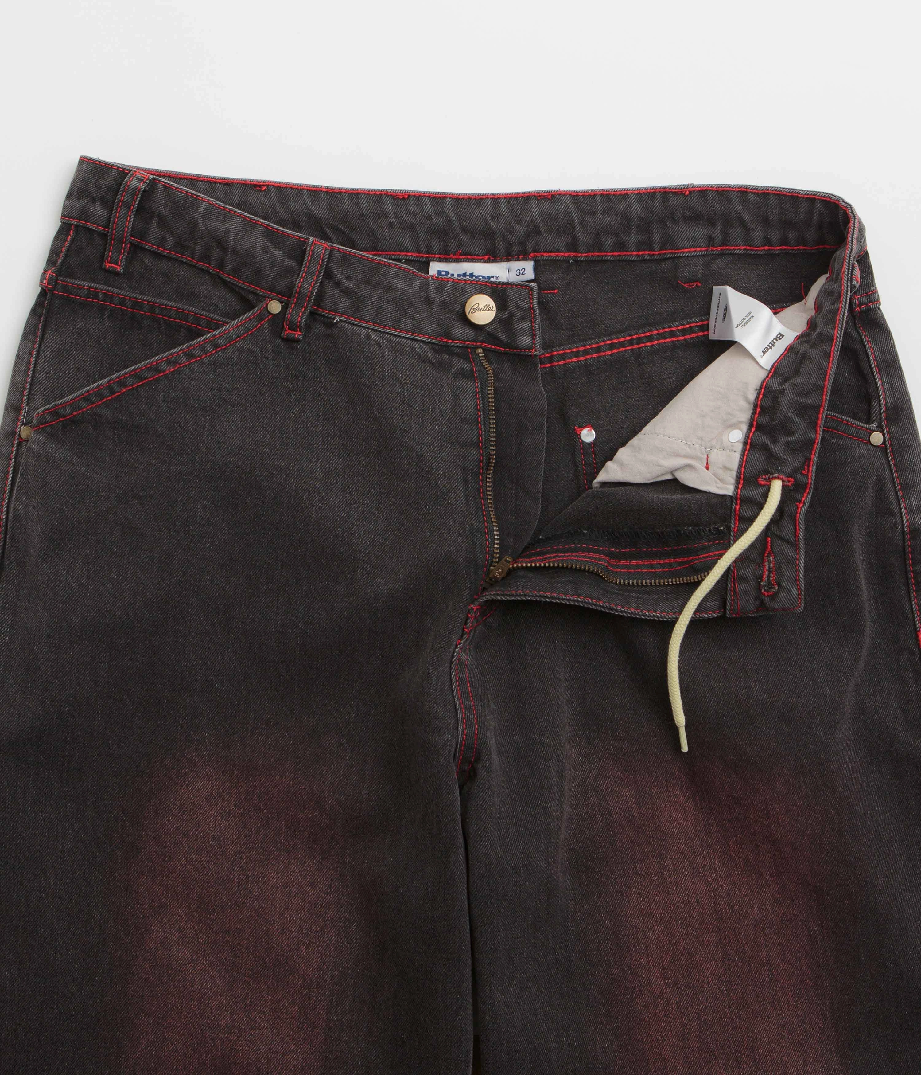 Butter Goods Encounter Jeans - Tinted Washed Black Double Stitched Seams High Rise