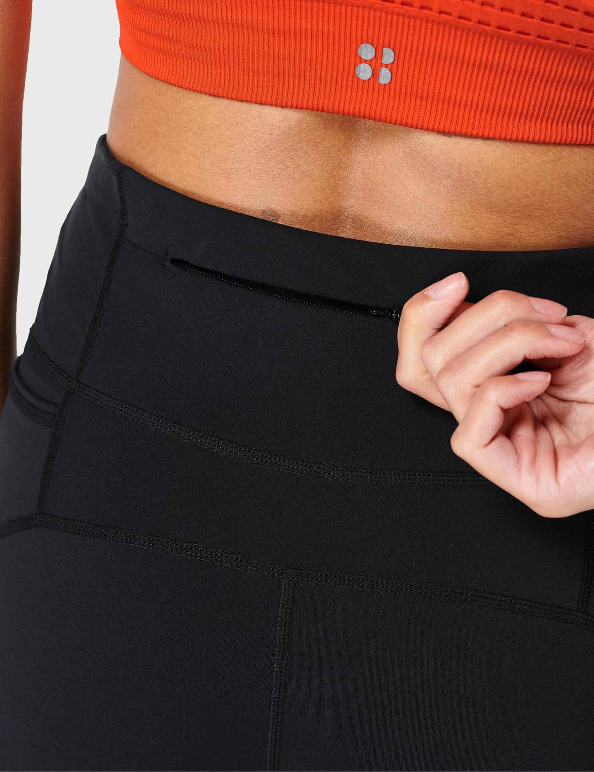 vivid color Edgy style Power Cropped Gym Leggings - Black