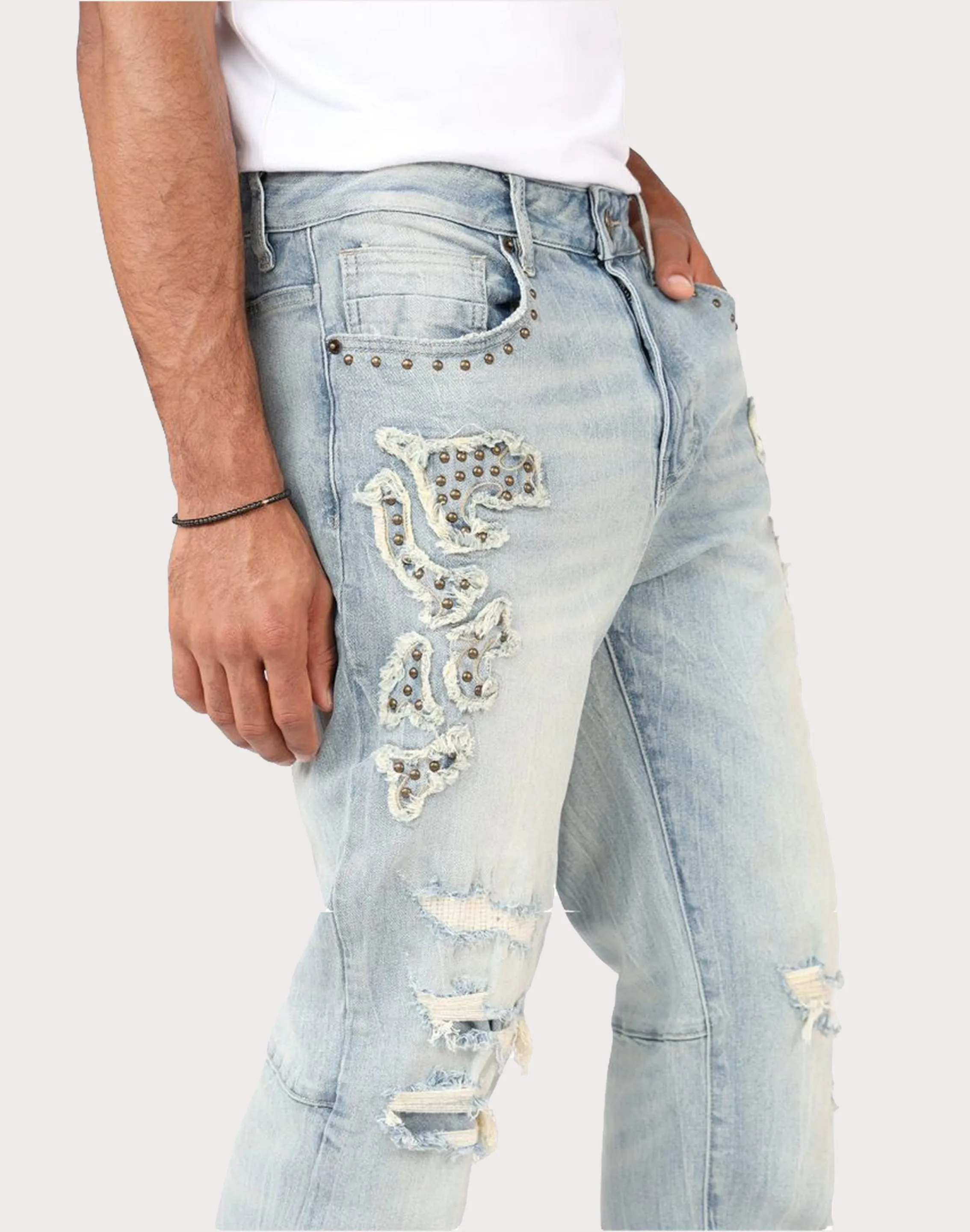 Grindhouse Straight Fit Western Studded Jeans Organic Cotton