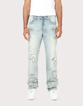 Grindhouse Straight Fit Western Studded Jeans Evening Chic