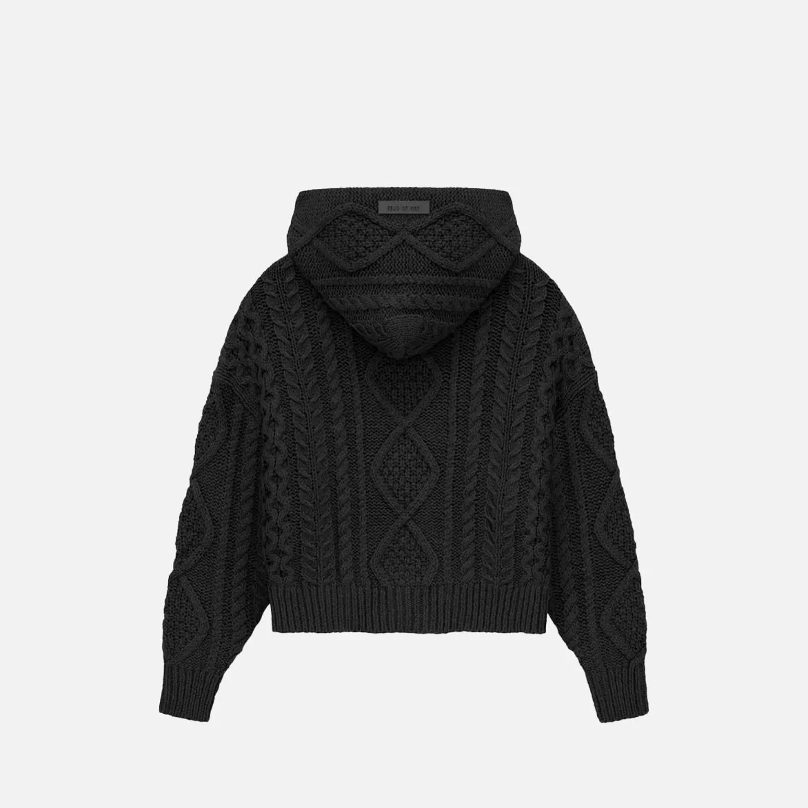 KIDS ESSENTIALS CABLE KNIT HOODIE - JET BLACK Energy Flow