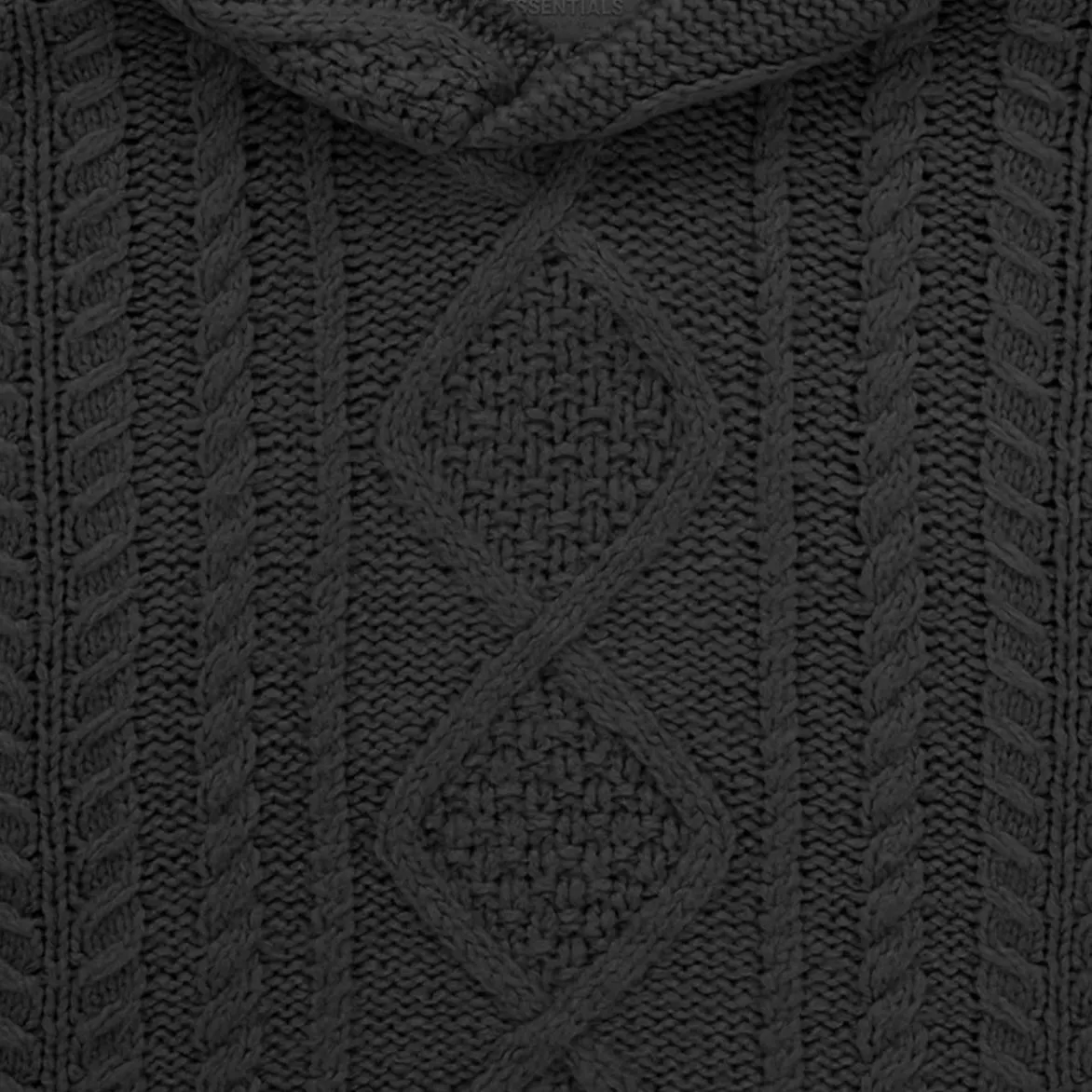 KIDS ESSENTIALS CABLE KNIT HOODIE - JET BLACK Breathable knit