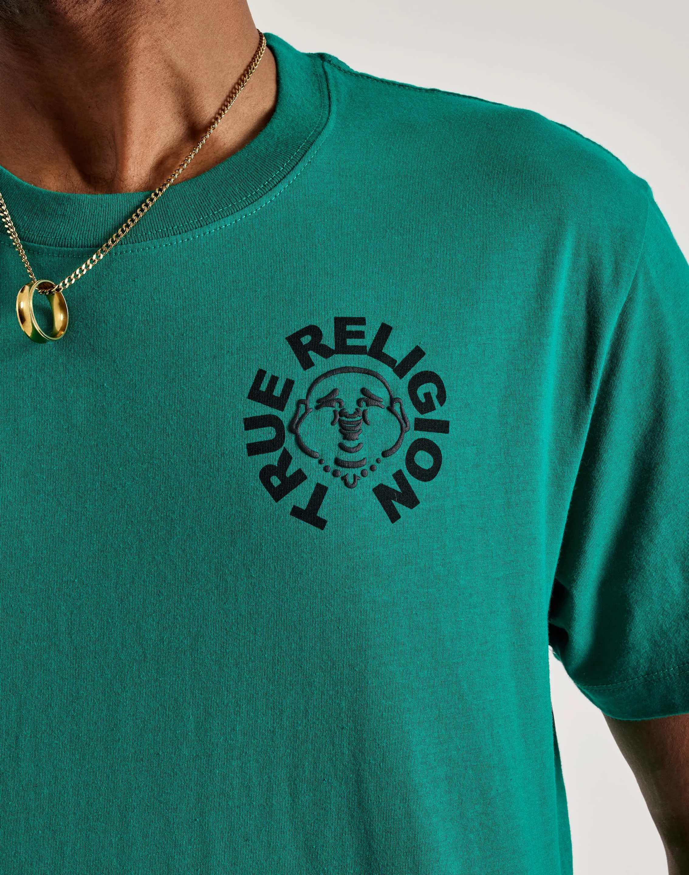 SustainableCertified Zipper Closure True Religion Buddha Face Tee