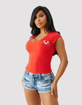 Lightweight Construction True Religion Crystal Plunge Tee