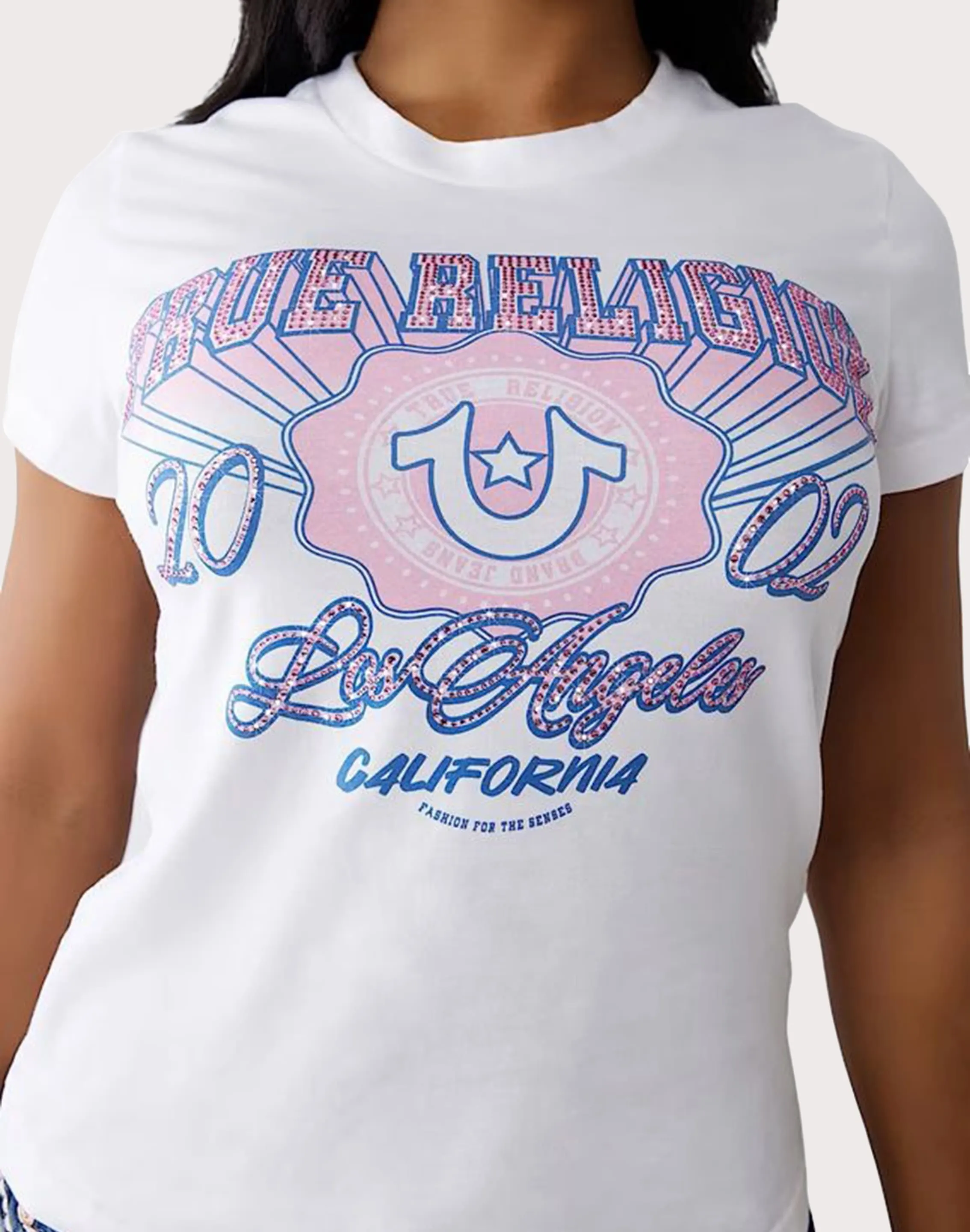 True Religion Crystal White/Pink Tee Street Edge Garden Ease