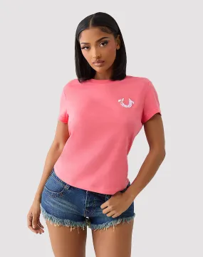 True Religion Embroidered Logo Tee Flexible Material RollUp Sleeves