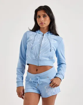 elastic waistband True Religion Full-Zip Fleece Cropped Hoodie