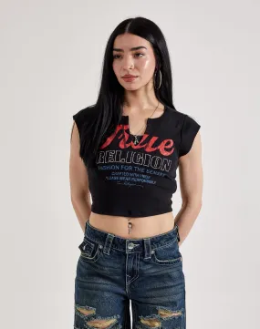True Religion Retro Logo V-Notch Tee TearResistant SoftTouchLining