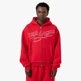 Coffee Run 4YE Signature Zip Hoodie / Red / White