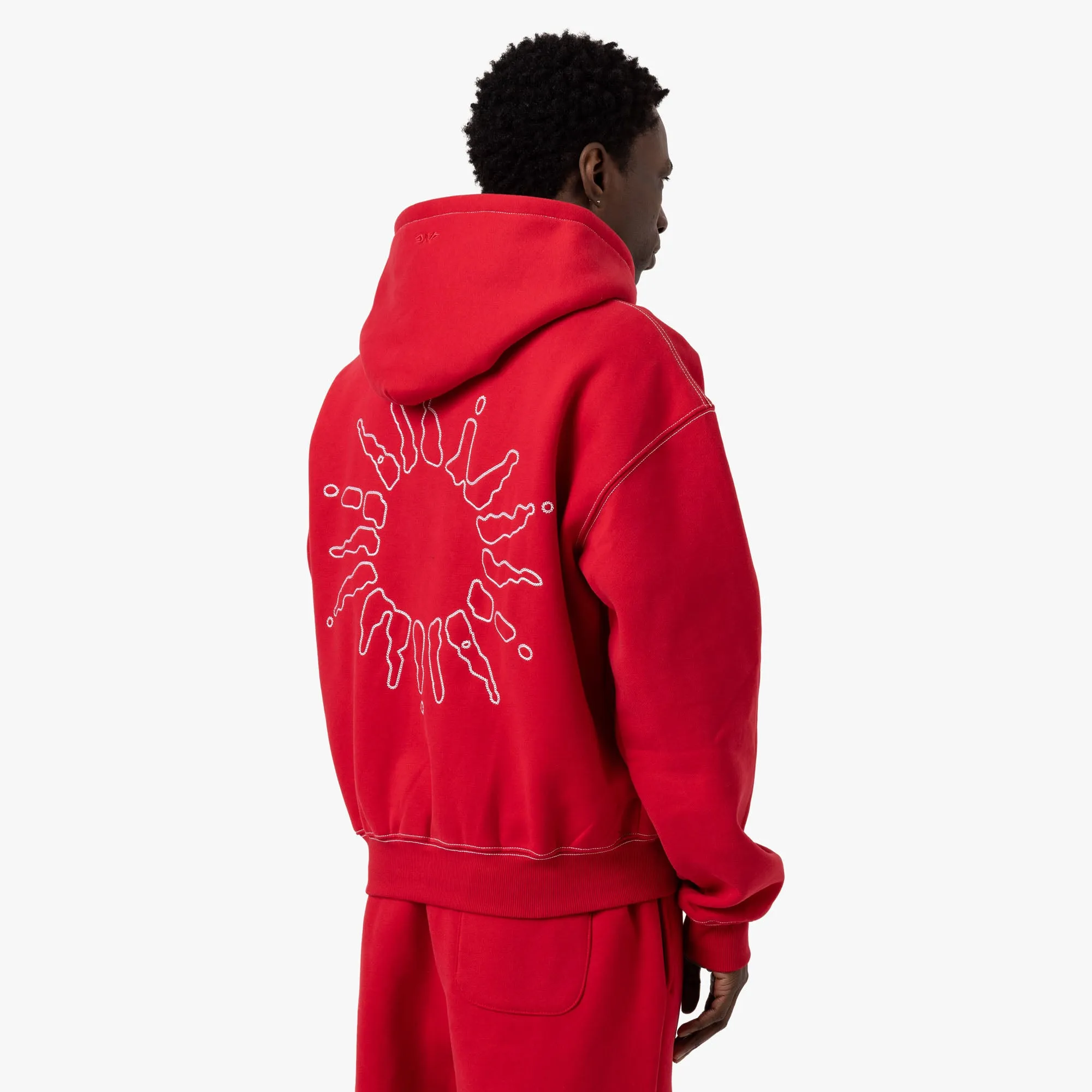 Classic Comfort 4YE Signature Zip Hoodie / Red / White