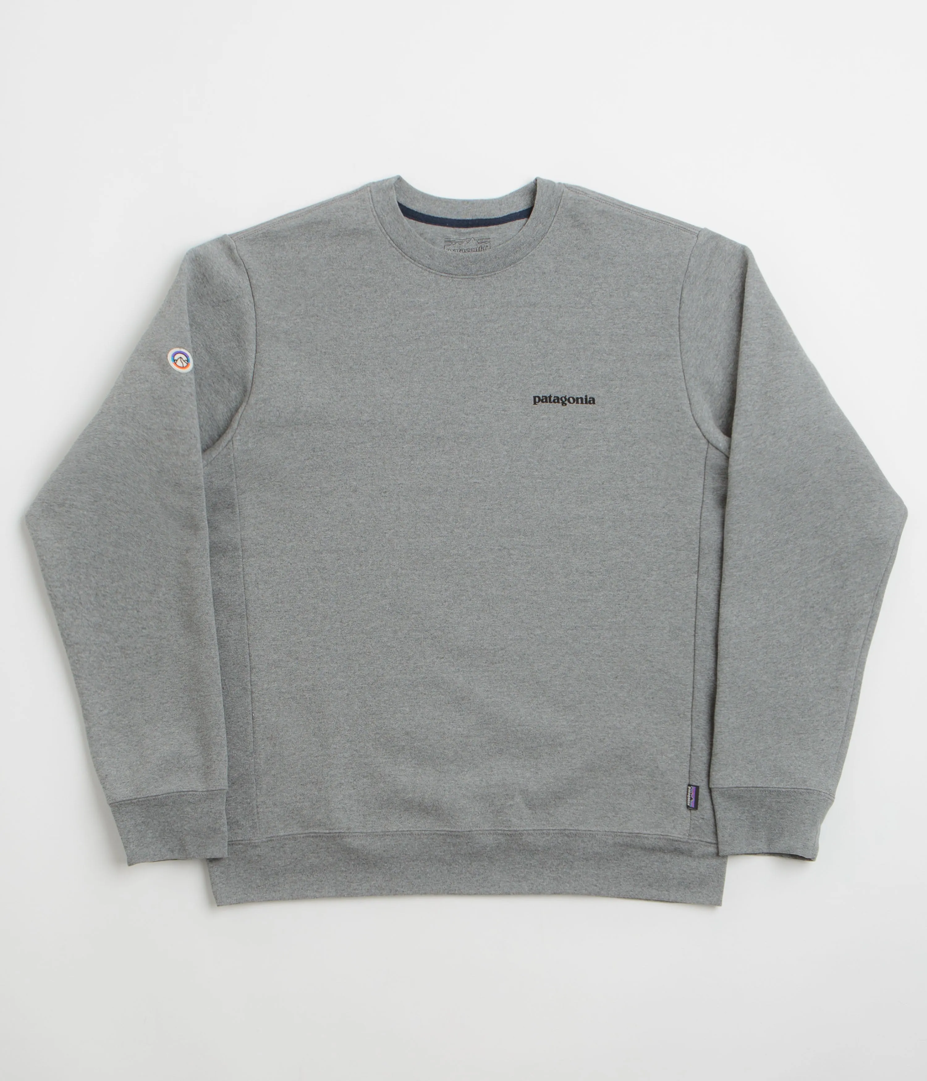 Patagonia Fitz Roy Icon Uprisal Crewneck Sweatshirt - Gravel Heather chain accents
