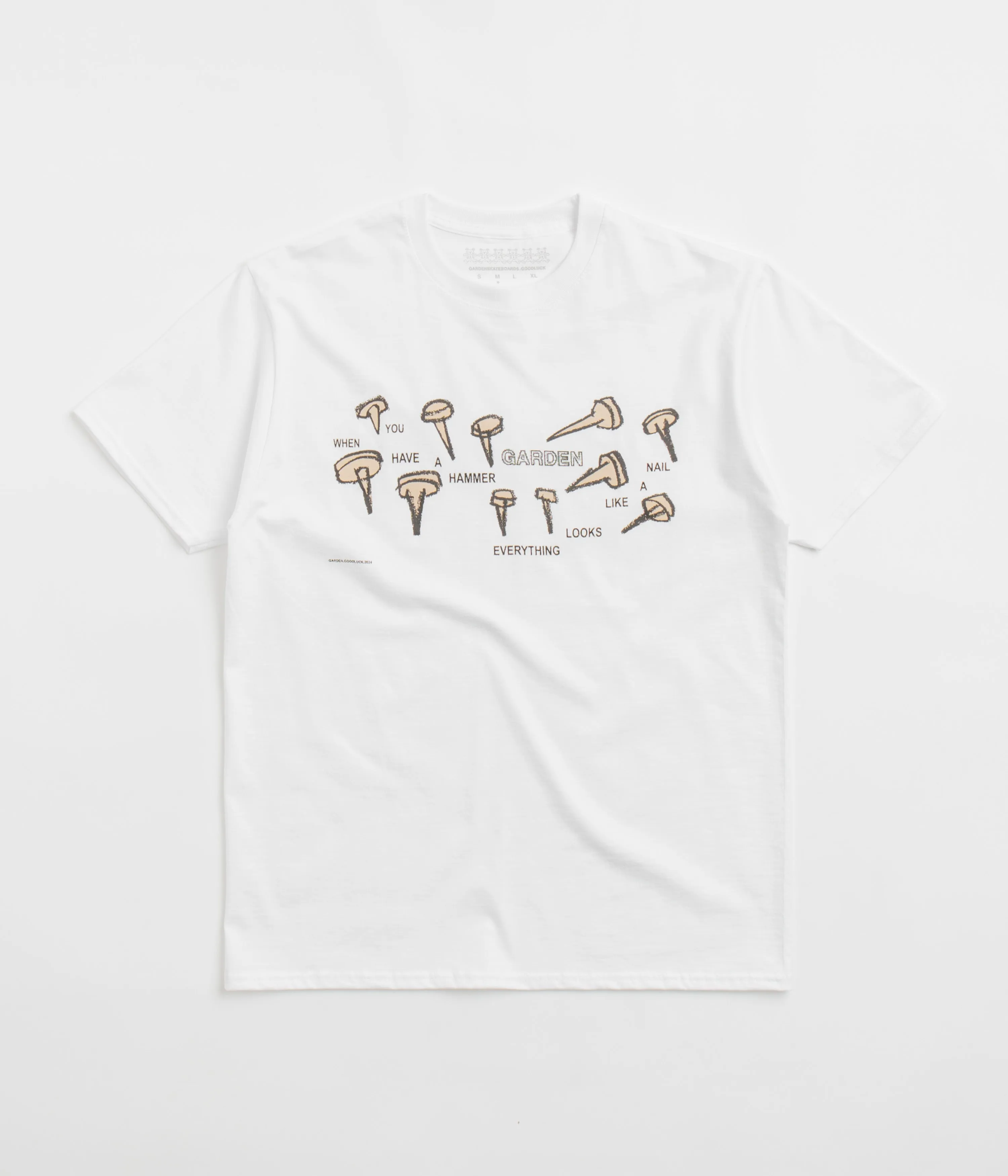 Garden Nails T-Shirt - White Fitted Airflow Enhanced Back Panel