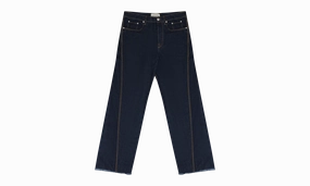 TWISTED DENIM BAGGY STRAIGHT-FIT JEANS "Bleu Marine" Breathable Minimalist