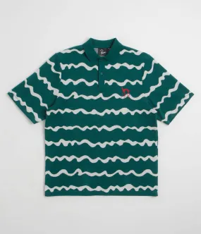 by Parra Broken Waves Polo Shirt - Pine Green Reinforced Elasticity