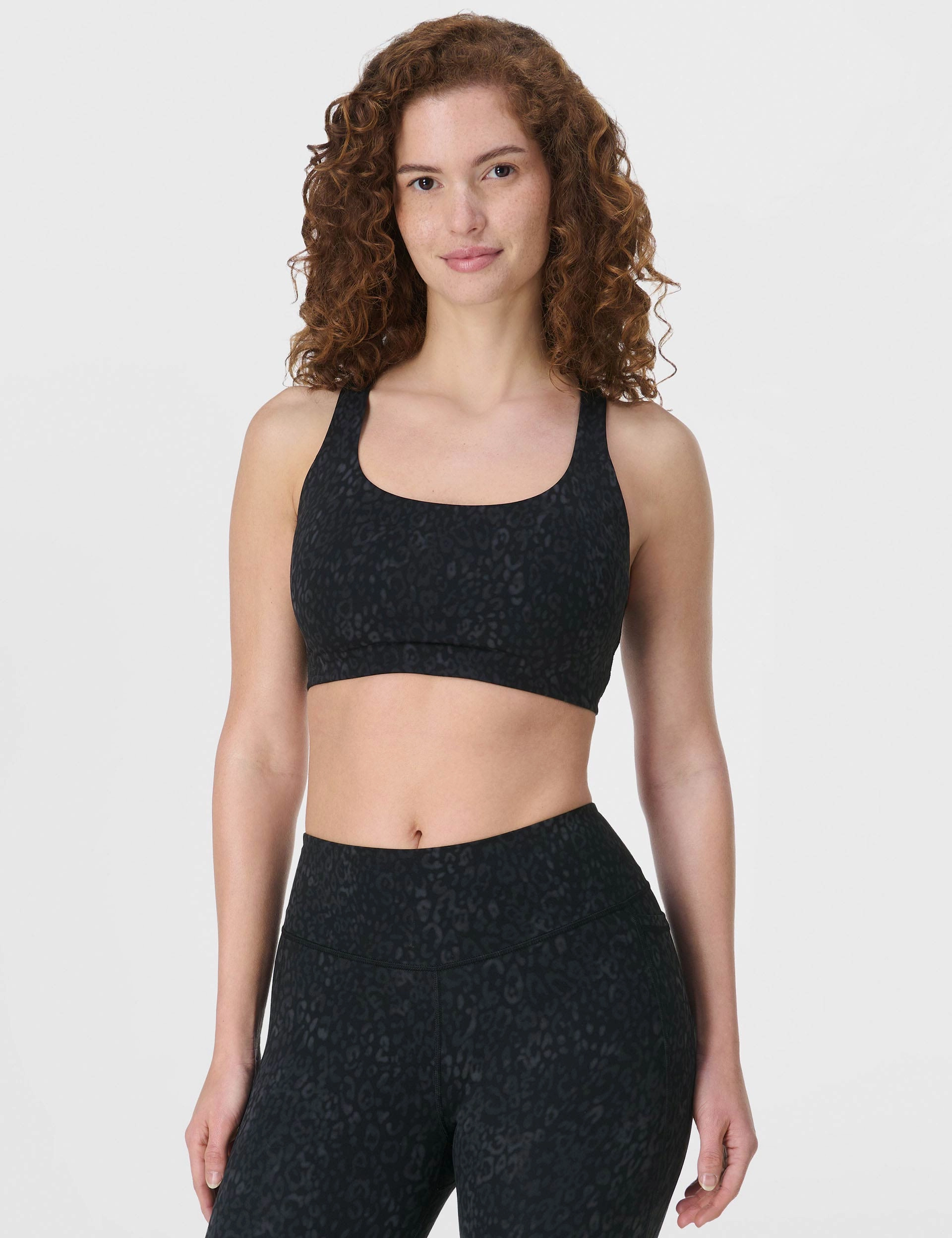 Ultimate Studio Racerback Bra - Black Panther Print Supportive Comfort Anti-static