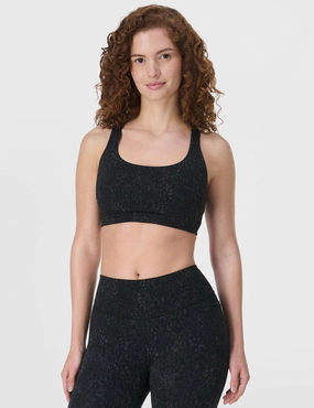 Ultimate Studio Racerback Bra - Black Panther Print Supportive Comfort Anti-static