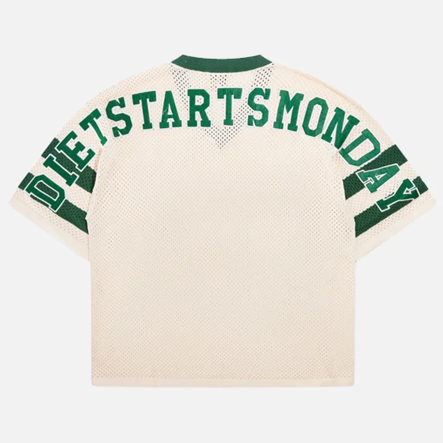 KNITTED MESH JERSEY - CREAM / GREEN SmoothGripFastenings