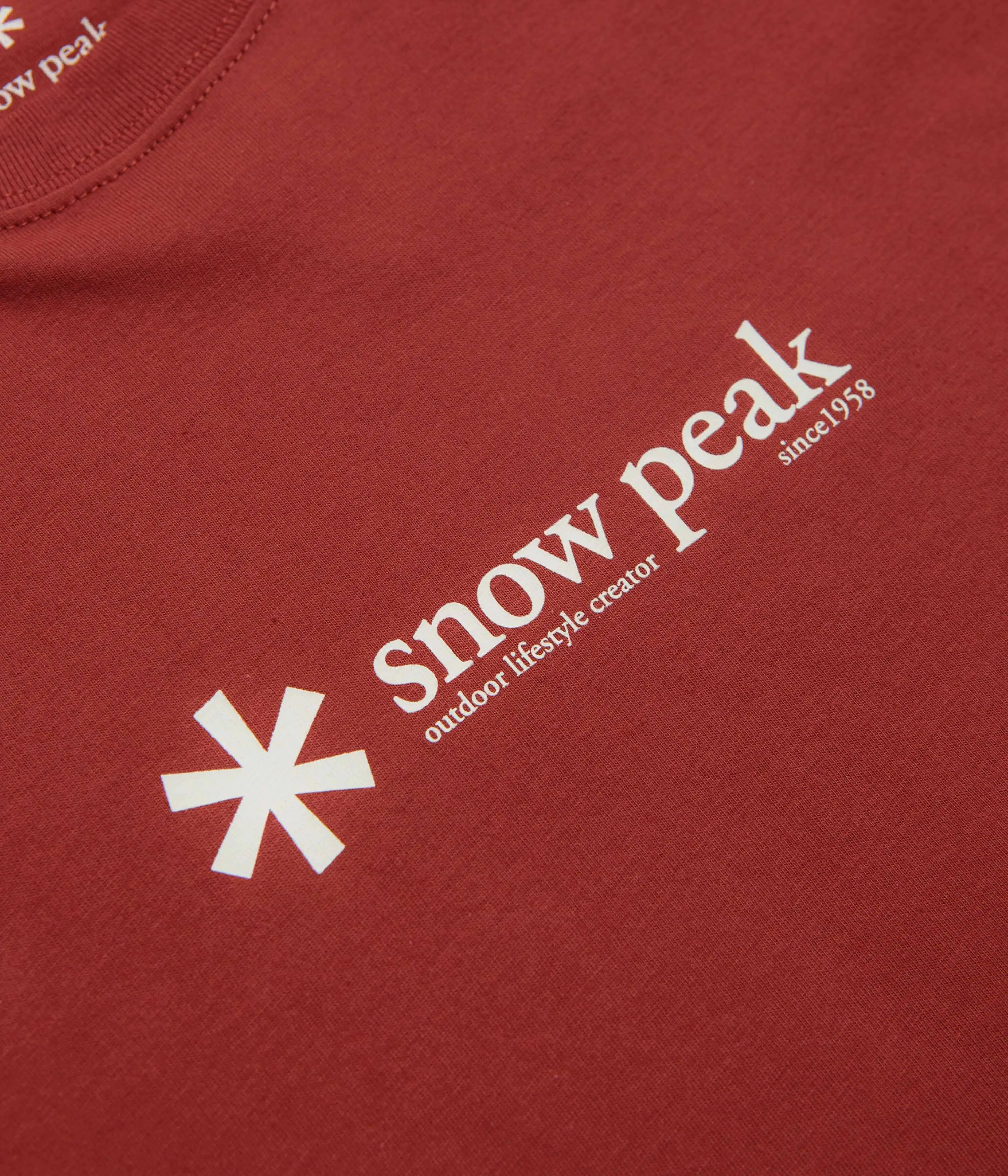 Mid Length female clothing Snow Peak Soft Cotton Logo T-Shirt - Red